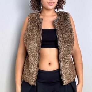 Y2K Brown Faux Fur Vest